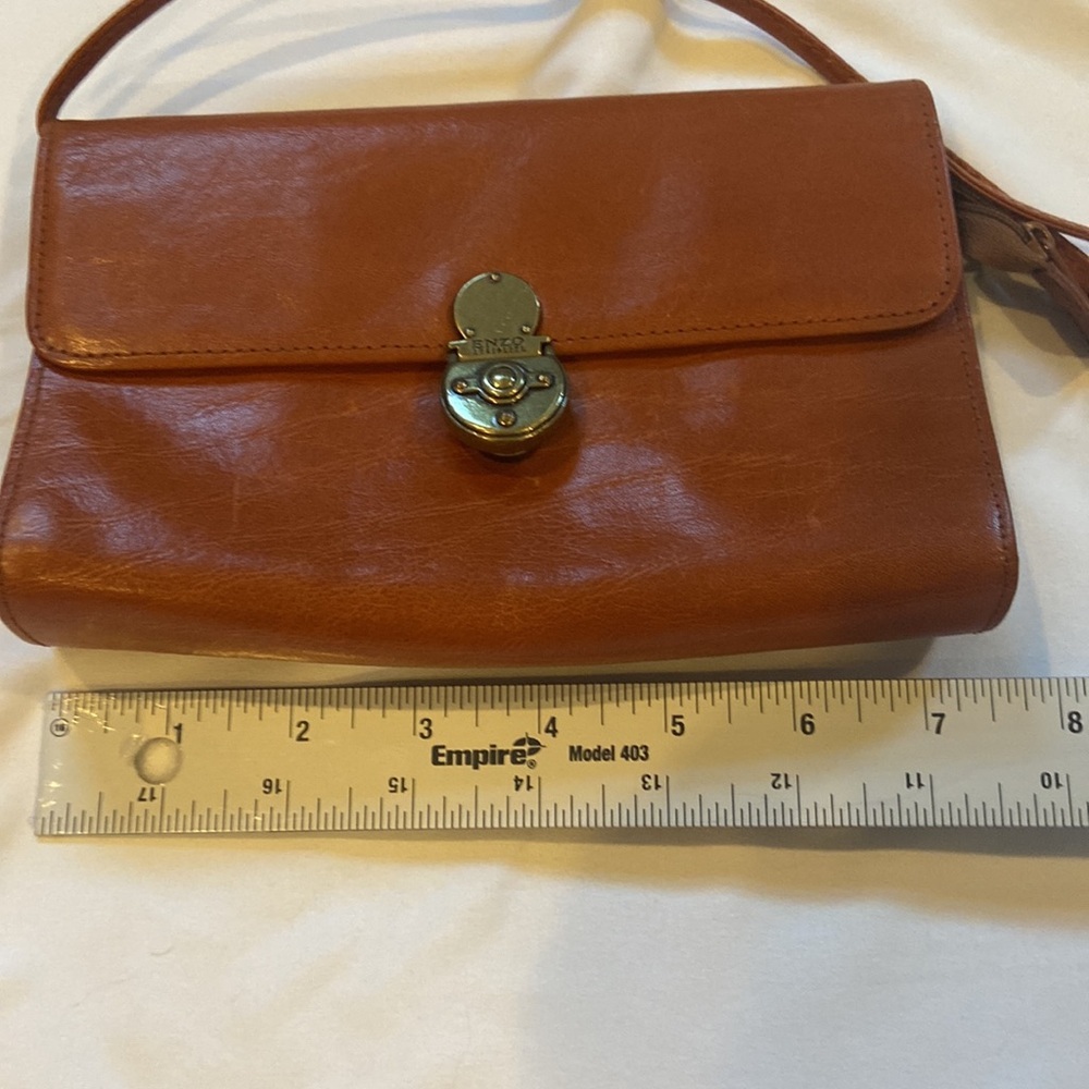 Enzo Angiolini Vintage Leather Crossbody Bag Cognac Mini Classic - Picture 8 of 11